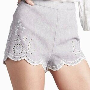 Free People Linen Eyelet Cutout Short